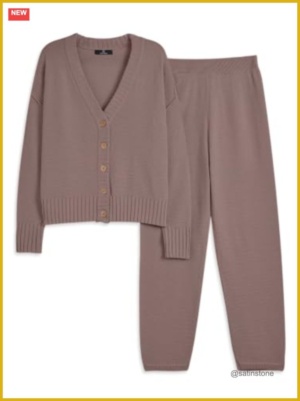 Women 2 Piece Cotton Blend Cardigan Lounge Set Oversized Sweater & Tapered